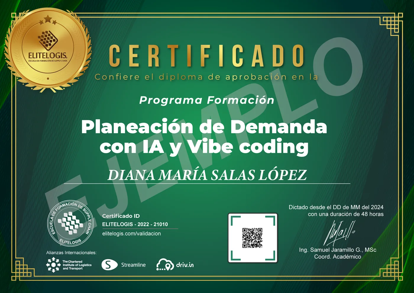 Certificado de ejemplo — Planeación de Demanda con IA y Vibecoding